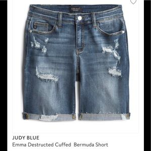 Judy Blue Mid Rise Destructed Jean Shorts